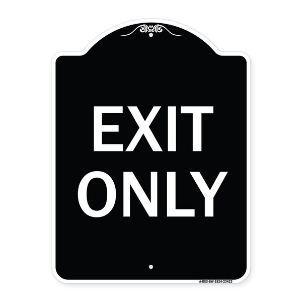 Parking Lot Exit Only Heavy-Gauge Aluminum Architectural Sign, 18" L, 24" H, BW-1824-23423